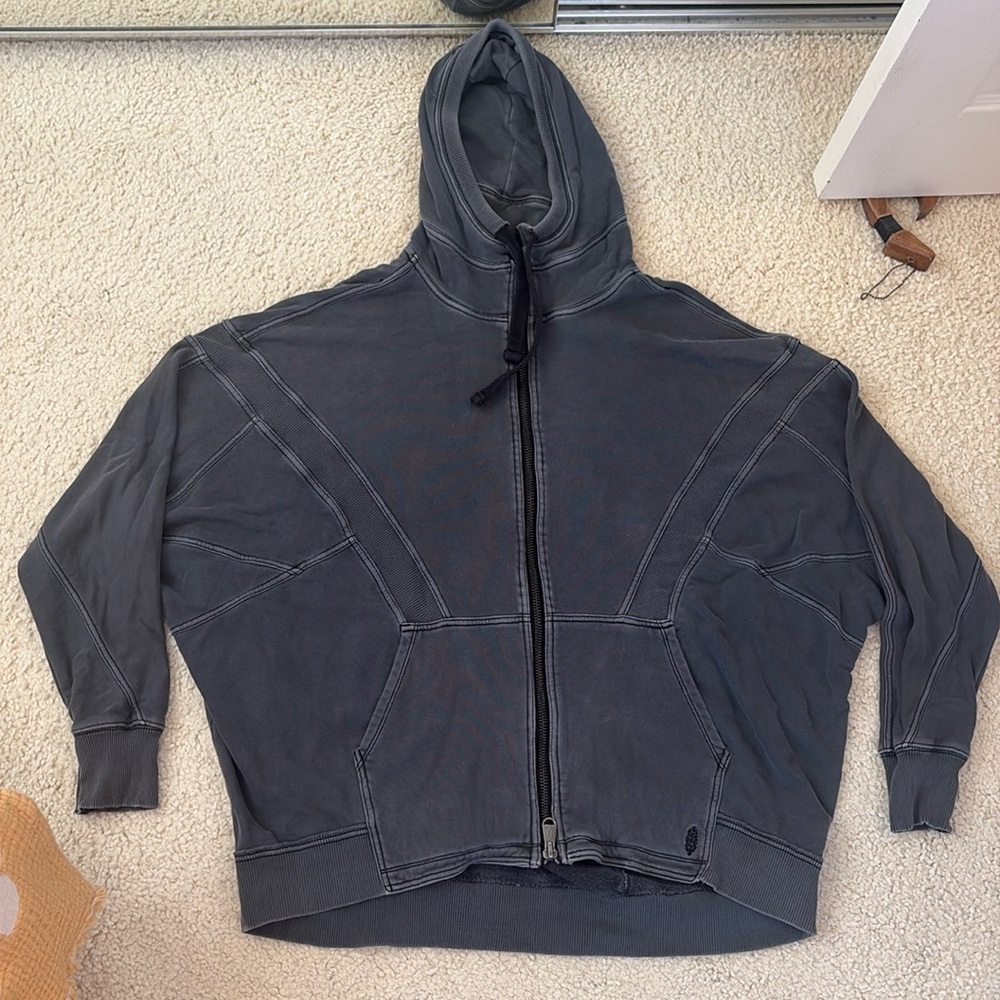 Free People All Your Love Solid Hoodie Black (Size: Large)
